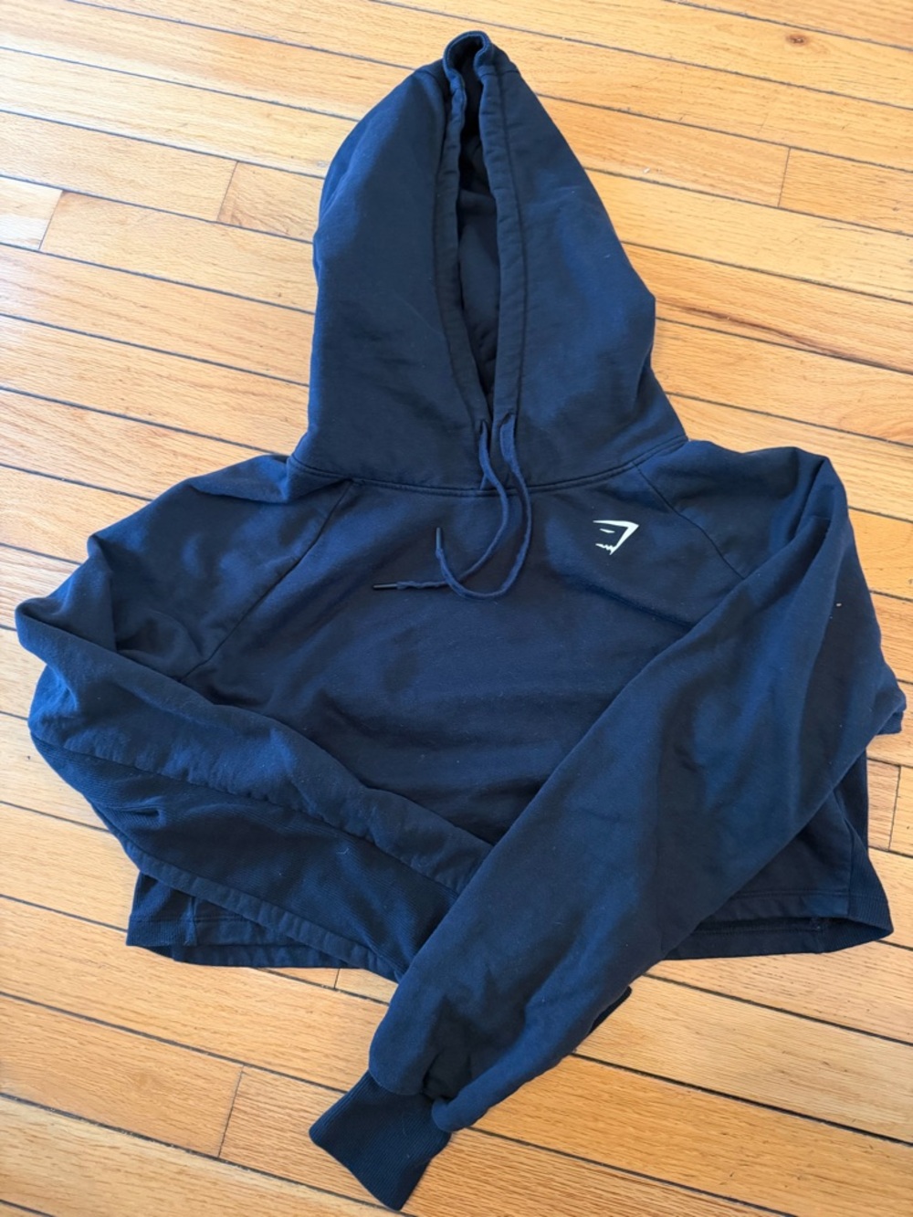 Gymshark Black Hooded Cropped Sweatshirt size Medium